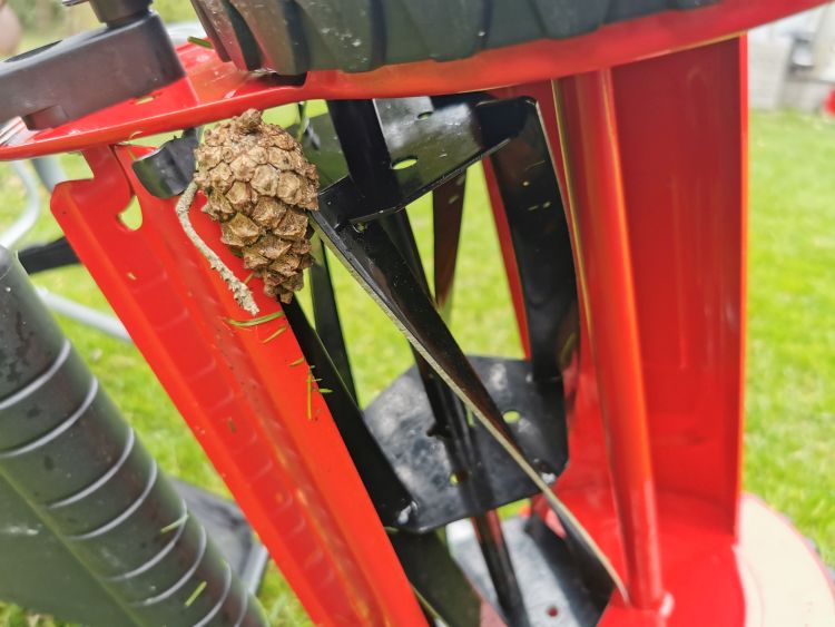Kienapfel blockiert Handmäher