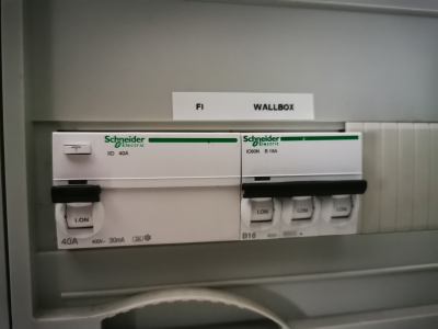FI Schalter Stromkasten für eine Wallbox